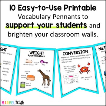 Measurement Vocabulary Bunting 4th Grade TEKS by Marvel Math, image 3