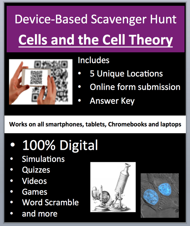 Cells and the Cell Theory Device-Based Scavenger Hunt | Eukaryotic, Prokaryotic
