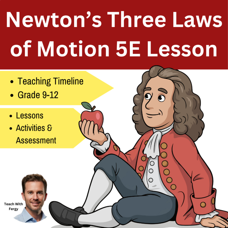 Newton's Three Laws of Motion 5E Lesson Bundle | Isaac Newton, 1st, 2nd, 3rd Law