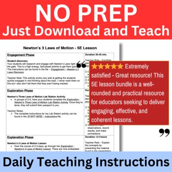 Newton's Three Laws of Motion 5E Lesson Bundle | Isaac Newton, 1st, 2nd, 3rd Law, image 2