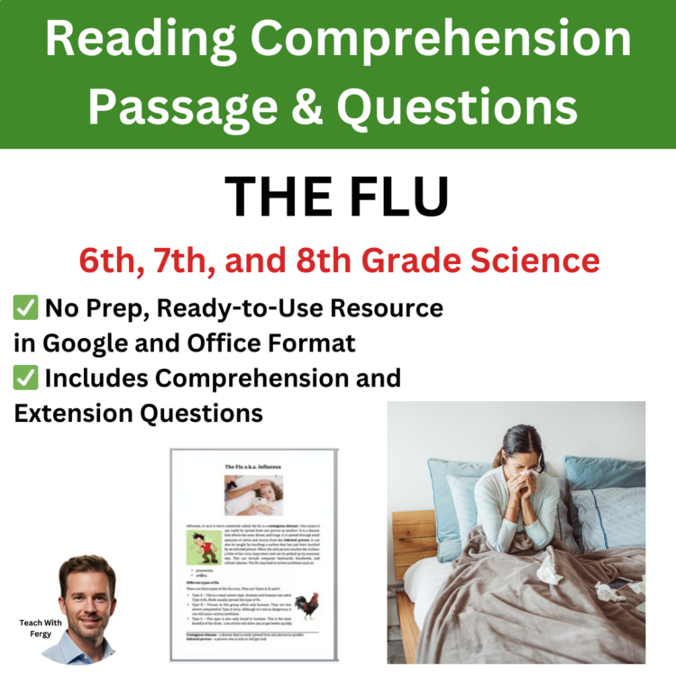 The Flu Reading Comprehension Passage and Questions | 6th, 7th, 8th | influenza