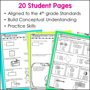4th Grade Area, Perimeter, Elapsed Time Worksheets - Measurement TEKS, image 3