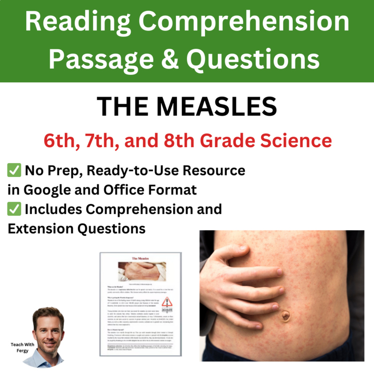The Measles Reading Comprehension Passage and Questions | 6th, 7th, 8th Grade