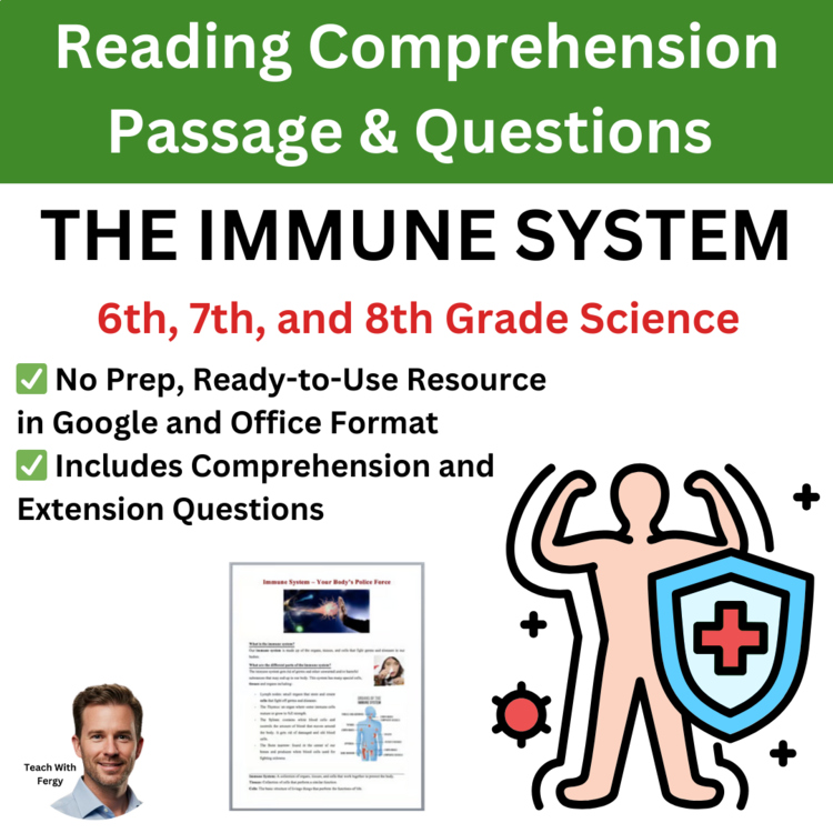 Immune System Reading Comprehension Passage & Questions | 6th, 7th, 8th Grade