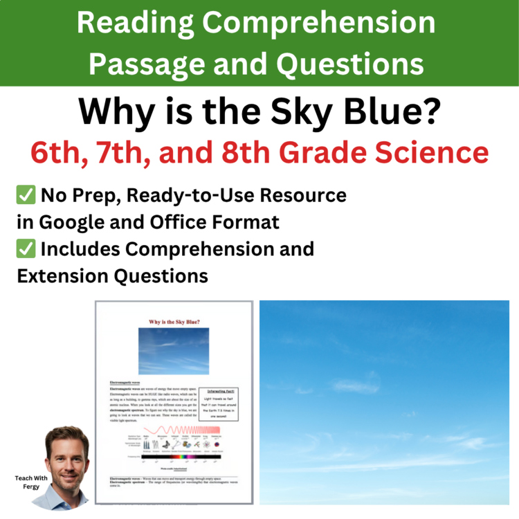 Why is the Sky Blue? Reading Comprehension Passage & Questions | 6th, 7th, 8th G
