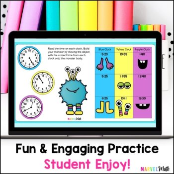 Telling Time to the Nearest 5 Minutes, Build A Monster Time Activity, image 3