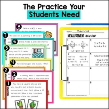 4th Grade Measurement Conversions, Area and Perimeter, Elapsed Time Unit Bundle, image 2