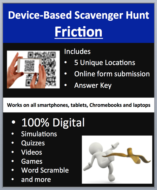 Friction – Device-Based Scavenger Hunt Activity | Kinetic and Static Friction