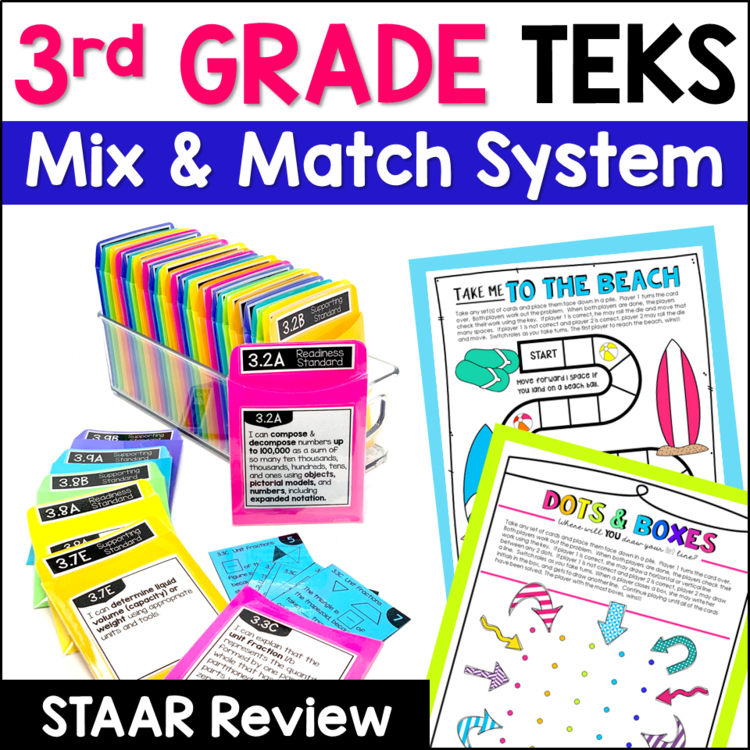 3rd Grade STAAR Review Math TEKS - Games, Assessments, STAAR Practice