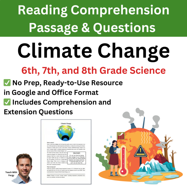 Climate Change Reading Comprehension Passage & Questions | 6th, 7th, 8th Grade