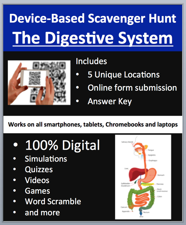 The Digestive System - Device-Based Scavenger Hunt Activity | Human Digestion