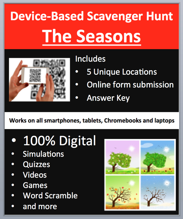 The Seasons - Digital Scavenger Hunt Activity | Earth's Tilt, Revolution