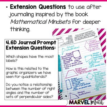 4th Grade Geometry TEKS: Quadrilaterals, Polygons, Angles Math Journal Prompts, image 4