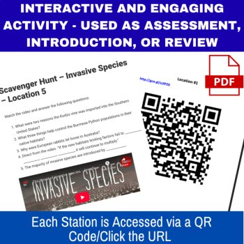 Invasive Species Scavenger Hunt Activity - Digital QR Codes, Stations, Word, PDF, image 2