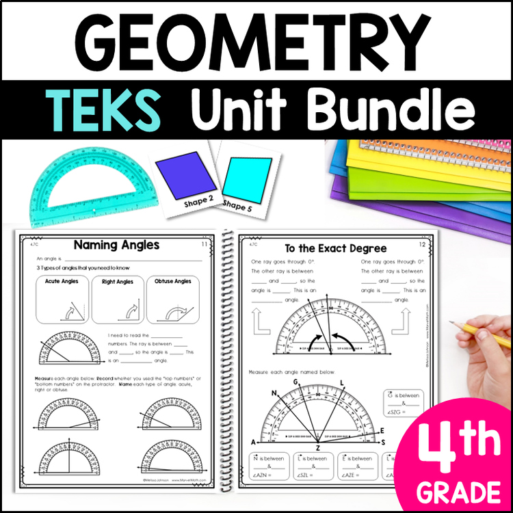 4th Grade Geometry Unit - Classifying 2D Shapes, How to use a Protractor