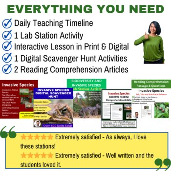 Invasive Species Bundle - Complete Unit - Lesson, Lab Station Activity, Readings, image 3