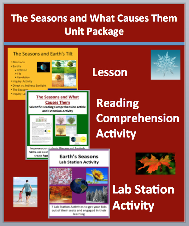 Earth's Seasons Unit Bundle - Lesson, Lab Station Activity and Reading