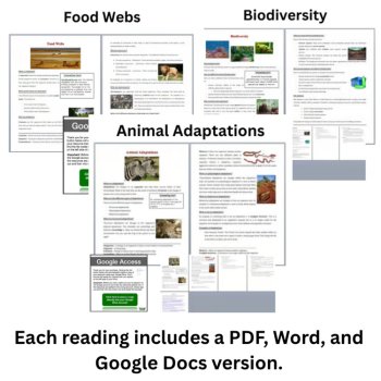 Ecology 6th, 7th, 8th Grade Reading Comprehension & Questions 11 Article Bundle, image 2