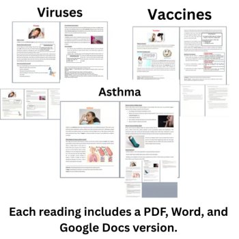 Human Body Health | 6th, 7th, 8th Grade Reading & Review Questions | 21 Articles, image 2