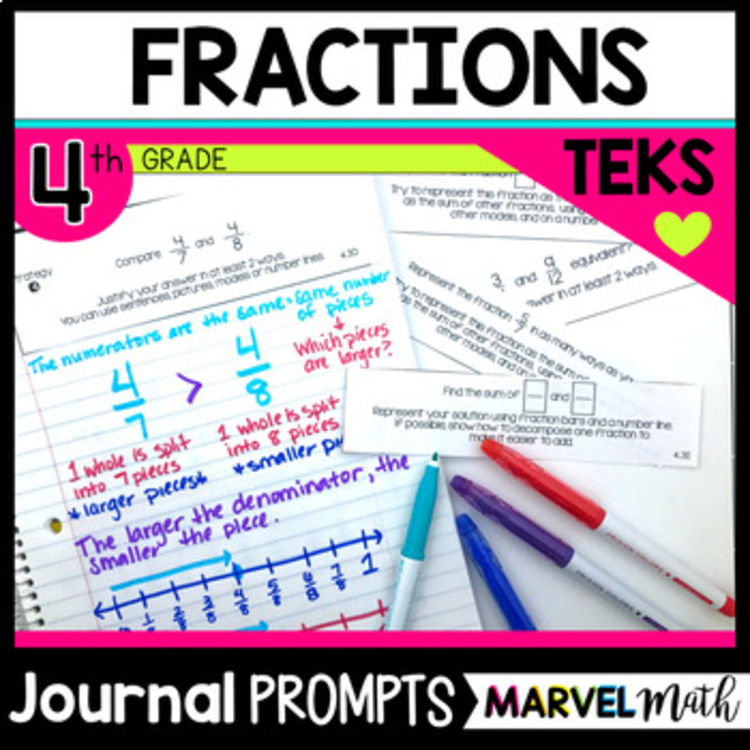 4th Grade Fraction TEKS No Prep Math Journal Prompts