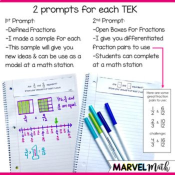 4th Grade Fraction TEKS No Prep Math Journal Prompts, image 3