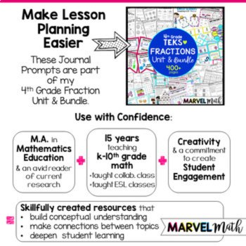 4th Grade Fraction TEKS No Prep Math Journal Prompts, image 4