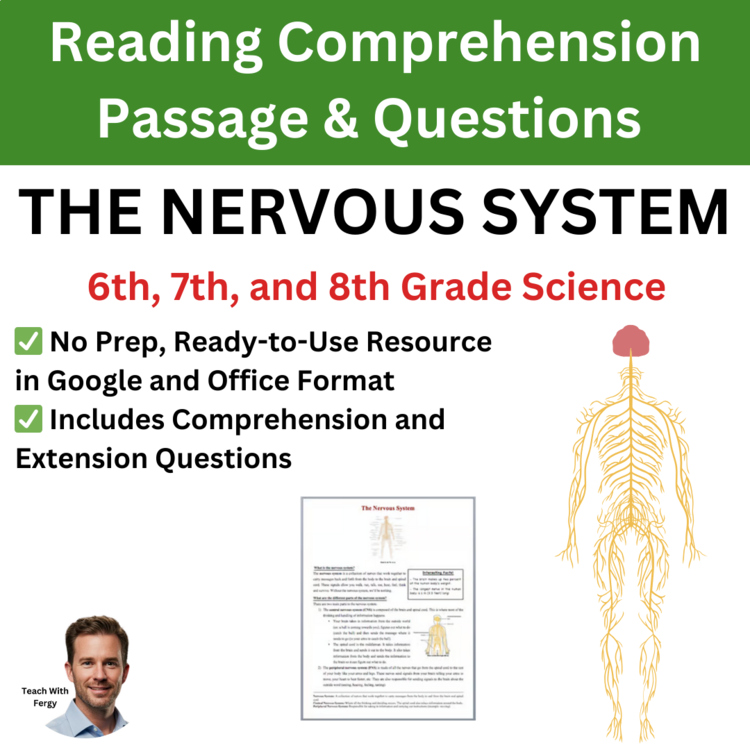 The Nervous System Reading Comprehension Passage & Questions | 6th, 7th, 8th