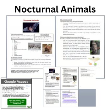 Nocturnal Animals Reading Comprehension Passage & Questions | 6th, 7th, 8th Grad, image 2
