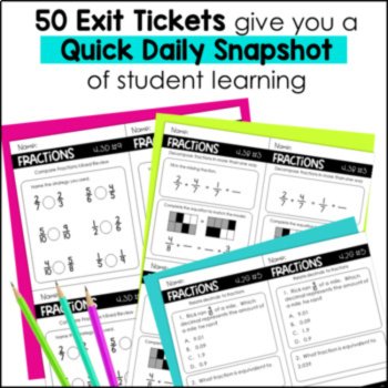 4th grade Comparing Fractions, Equivalent Fractions, Fraction TEKS Exit Tickets, image 2