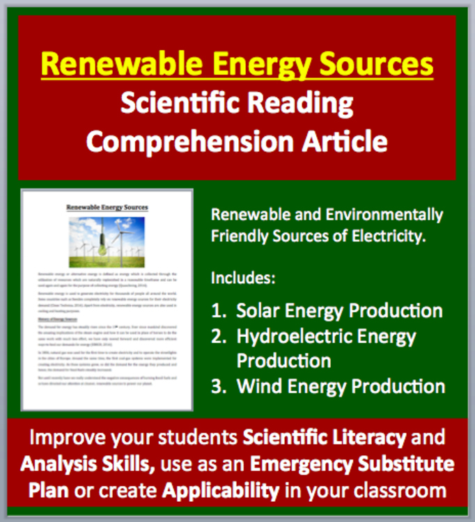 Renewable Energy Production Reading Unit Bundle | Solar, Hydroelectric, Wind