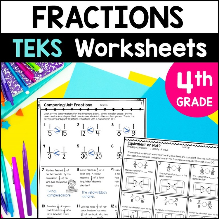 Equivalent Fractions, Decomposing Fractions, Comparing Fractions Worksheets