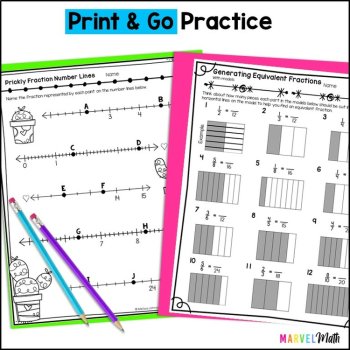 Equivalent Fractions, Decomposing Fractions, Comparing Fractions Worksheets, image 2