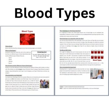 Blood Types Reading Comprehension Passage & Questions | 6th, 7th, 8th Grade, image 2