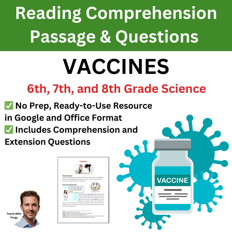Vaccines Reading Comprehension Passage and Questions | 6th, 7th, 8th Grade