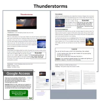 Thunderstorms Reading Comprehension Passage & Questions | 6th, 7th, 8th Grade, image 2