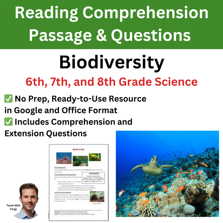 Biodiversity Reading Comprehension Passage & Questions | 6th, 7th, 8th Grade