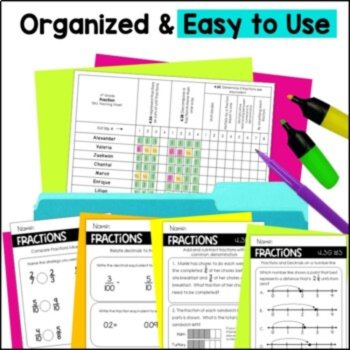 4th Grade Fractions Unit - Worksheets, Assessments, Equivalent, Comparing TEKS, image 2