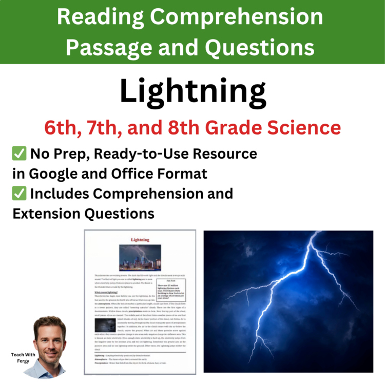 Lightning Reading Comprehension Passage & Questions | 6th, 7th, 8th Grade