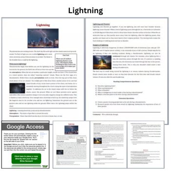 Lightning Reading Comprehension Passage & Questions | 6th, 7th, 8th Grade, image 2