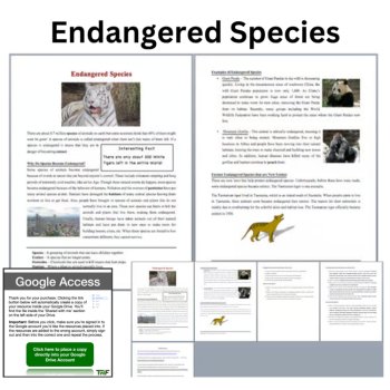 Endangered Species Reading Comprehension Passage & Questions | 6th, 7th, 8th Gr, image 2