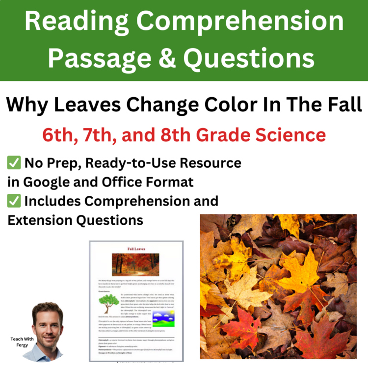 Why Leaves Change Color In The Fall - Reading Comprehension | 6th, 7th, 8th
