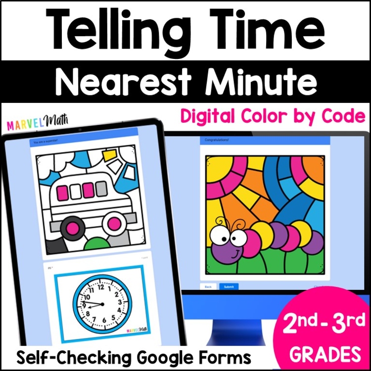 Telling Time to the Minute, Color by Code Time to the Nearest Minute