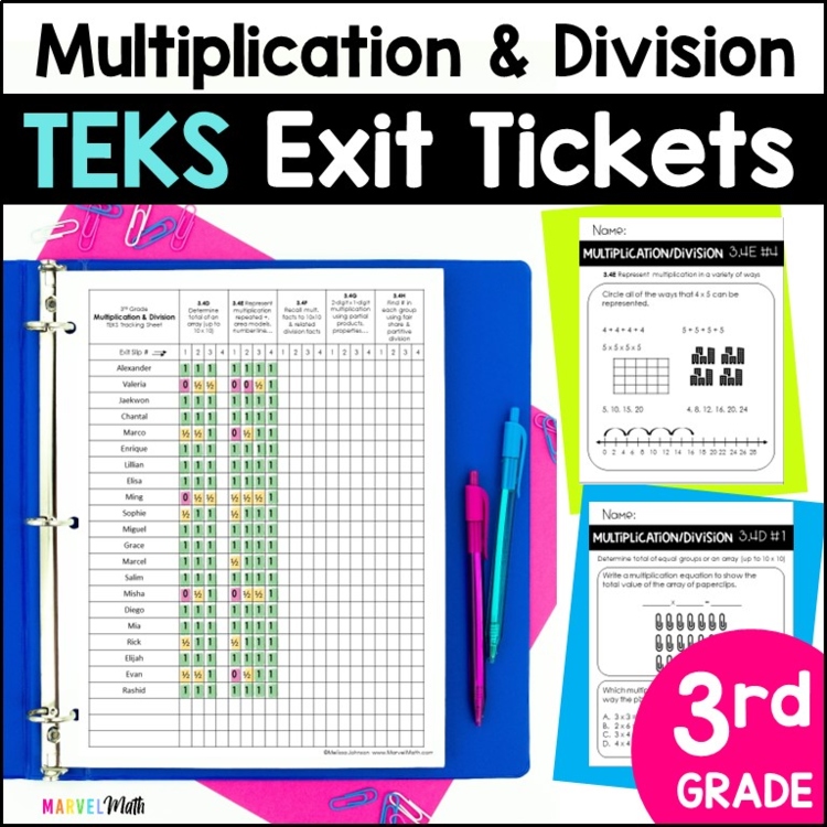 3rd Grade Multiplication and Division TEKS Exit Slips * Exit Tickets