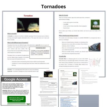 Tornadoes Reading Comprehension Passage & Questions | 6th, 7th, 8th Grade, image 2
