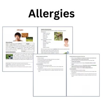 Allergies Reading Comprehension Passage and Questions | 6th, 7th, 8th Grade, image 3