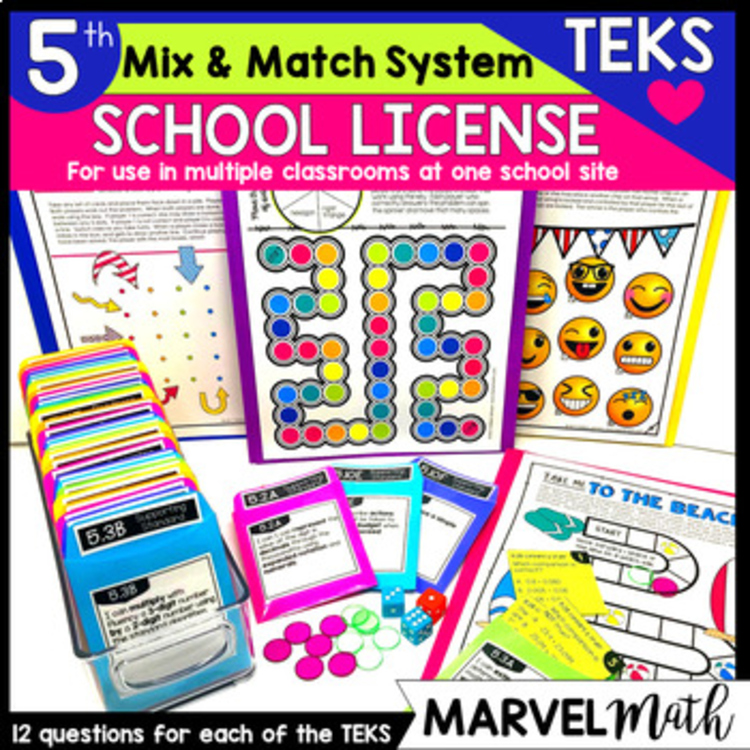 5th Grade Math TEKS Campus License: Games, STAAR Review,  Assessments
