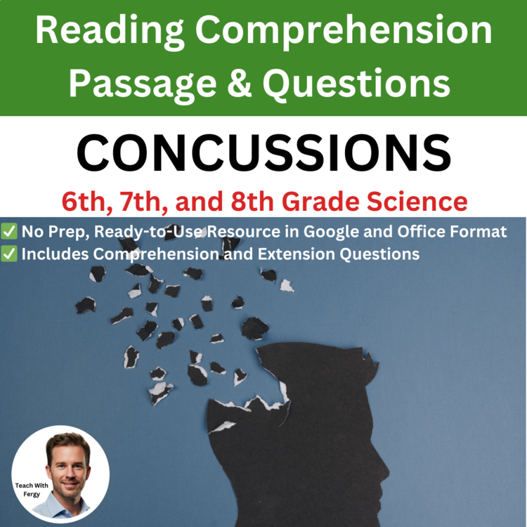 Concussions Reading Comprehension Passage and Questions | 6th, 7th, 8th Grade