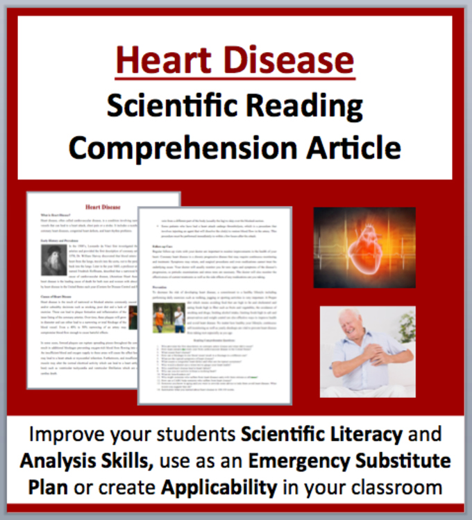 Heart Disease Reading Comprehension Passage and Questions | Grade 8 and Up