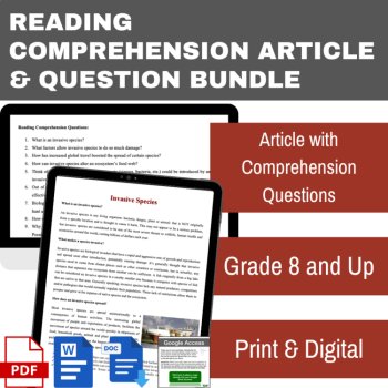 Invasive Species Reading Comprehension Passage and Questions | Grades 8 & Above, image 2