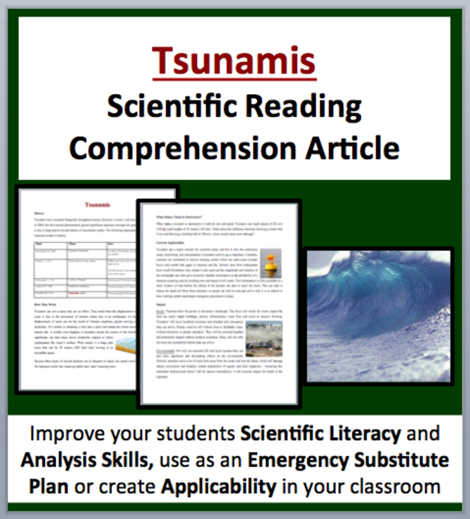 Tsunamis Reading Comprehension Passage and Questions | Grades 8 and above